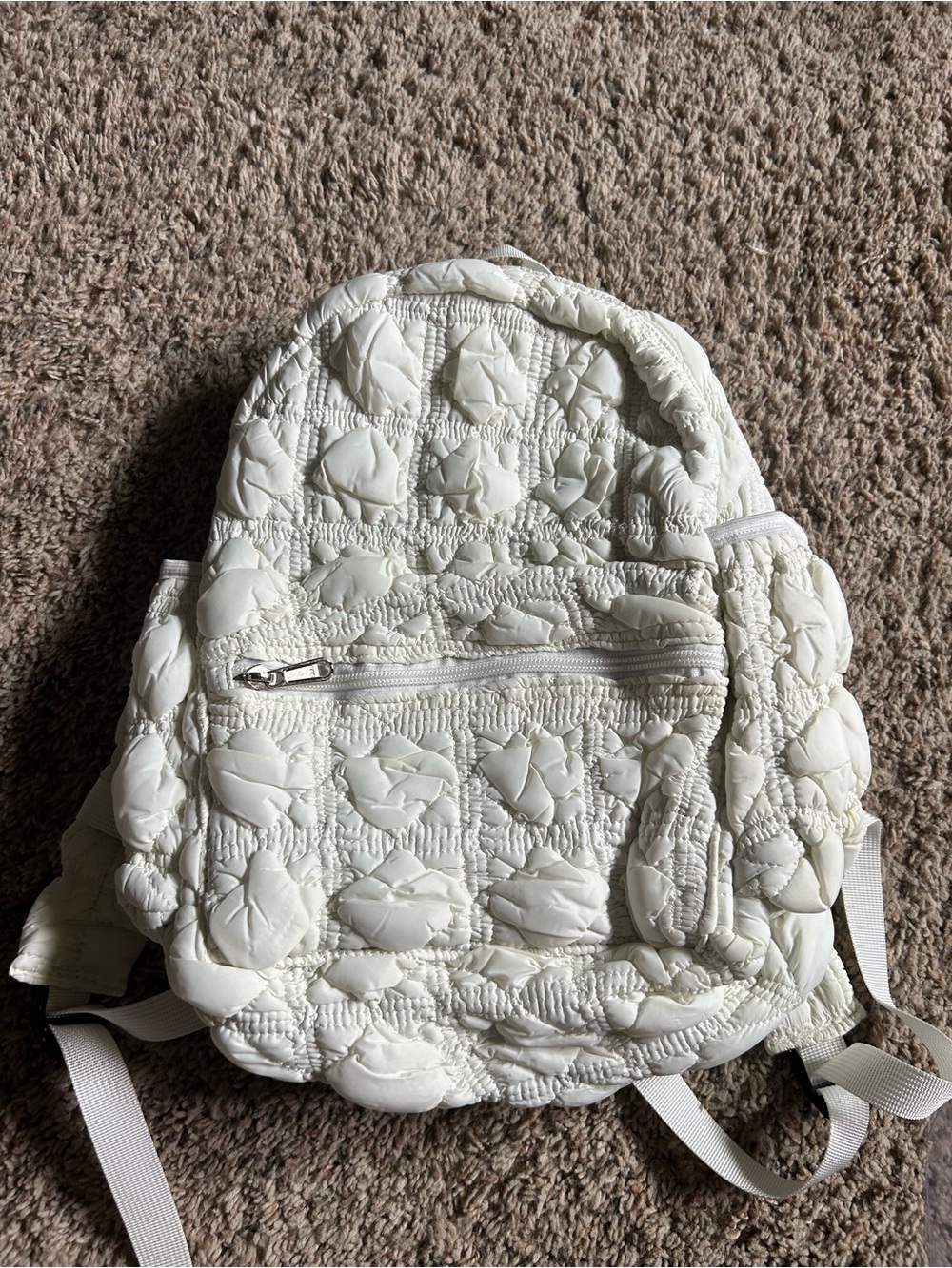 Quilted White Puffer Mini Backpack